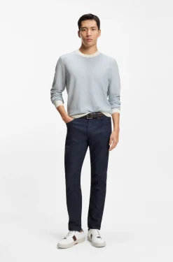 Knitted-structure sweater in cotton and silk