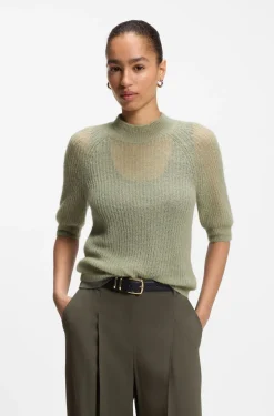 Knitted sweater in a ribbed alpaca blend