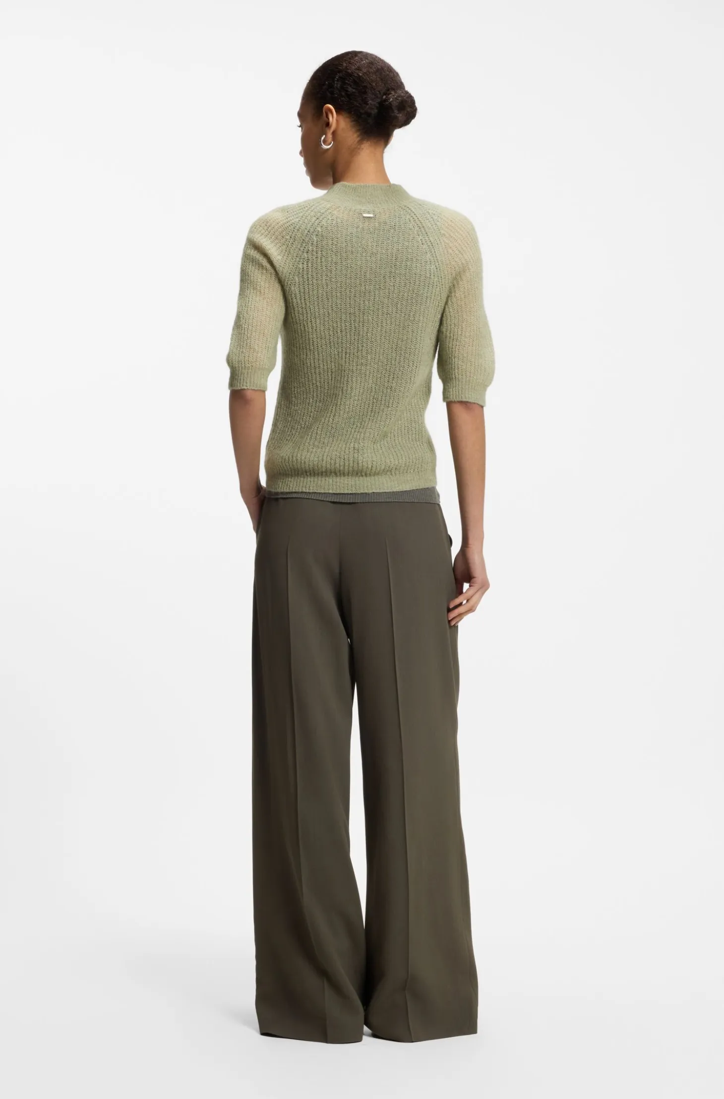 Knitted sweater in a ribbed alpaca blend