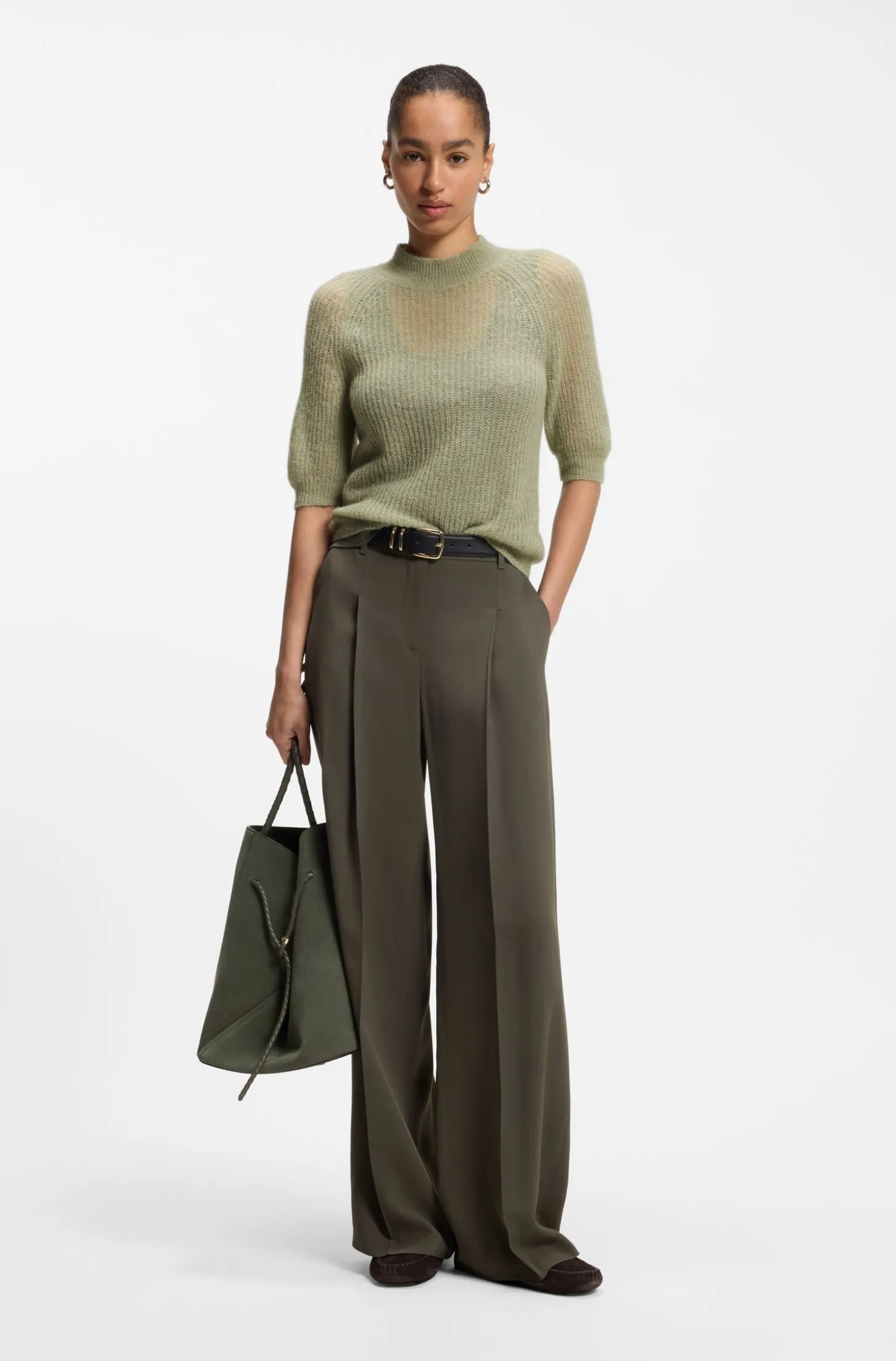 Knitted sweater in a ribbed alpaca blend