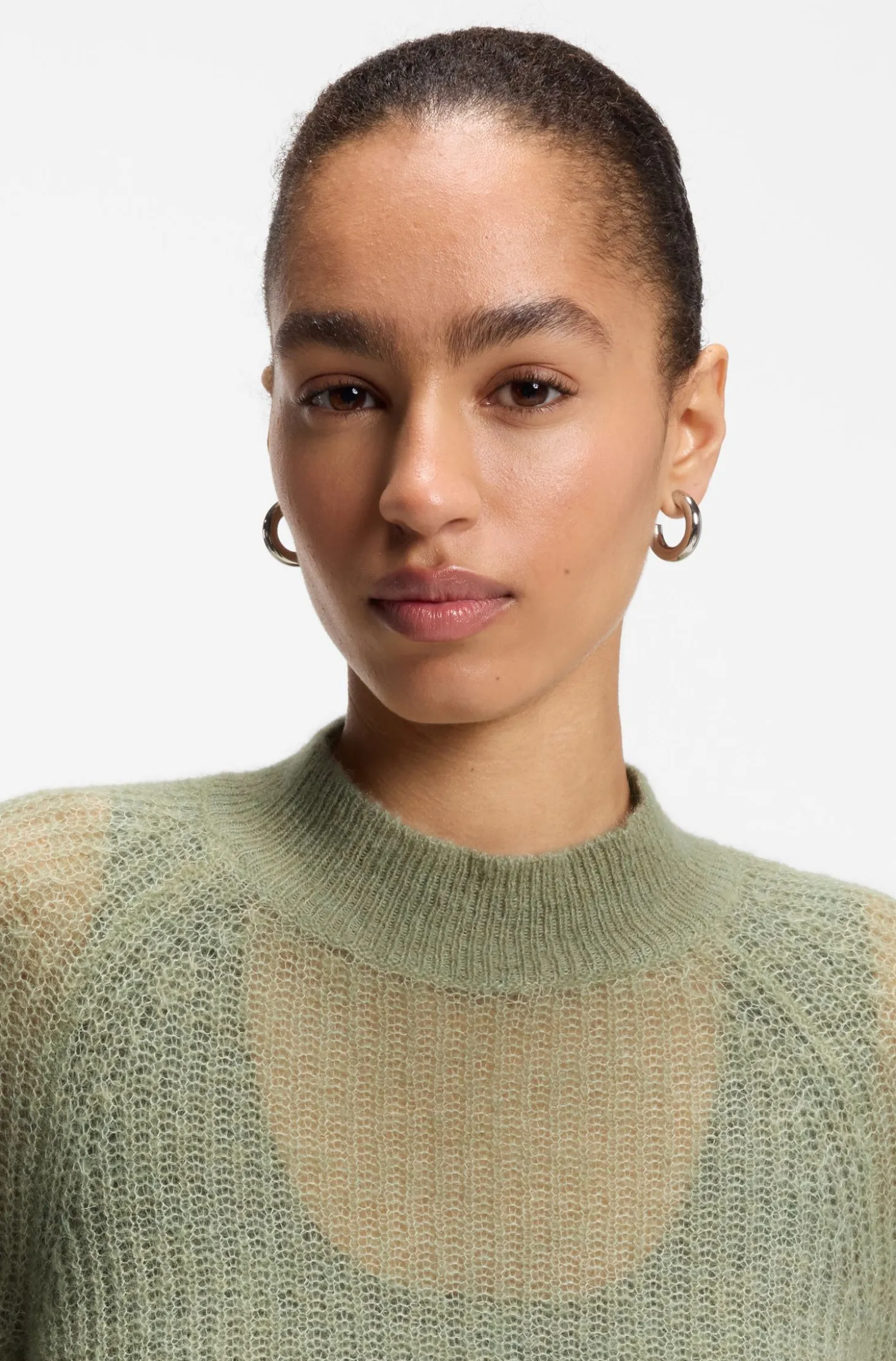 Knitted sweater in a ribbed alpaca blend