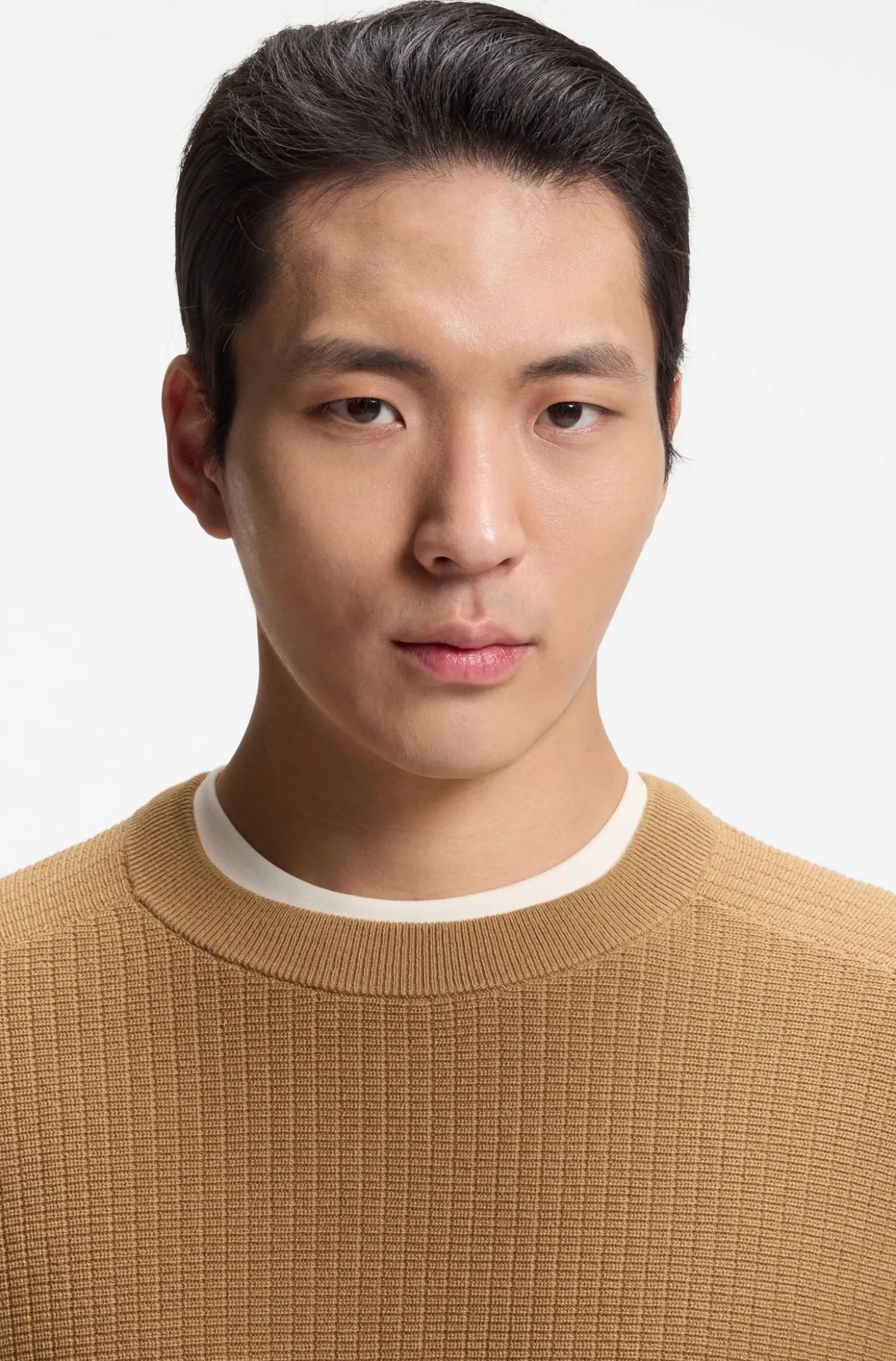 Knitted sweater in cotton and virgin wool