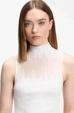Knitted top with sheer section