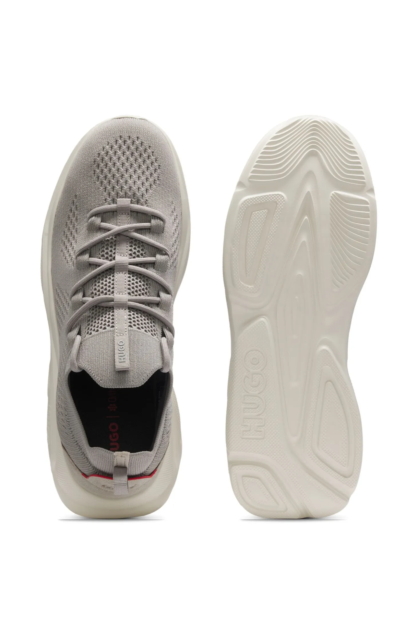 Knitted trainers with logo-embossed EVA sole