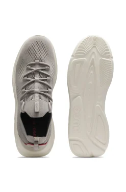 Knitted trainers with logo-embossed EVA sole