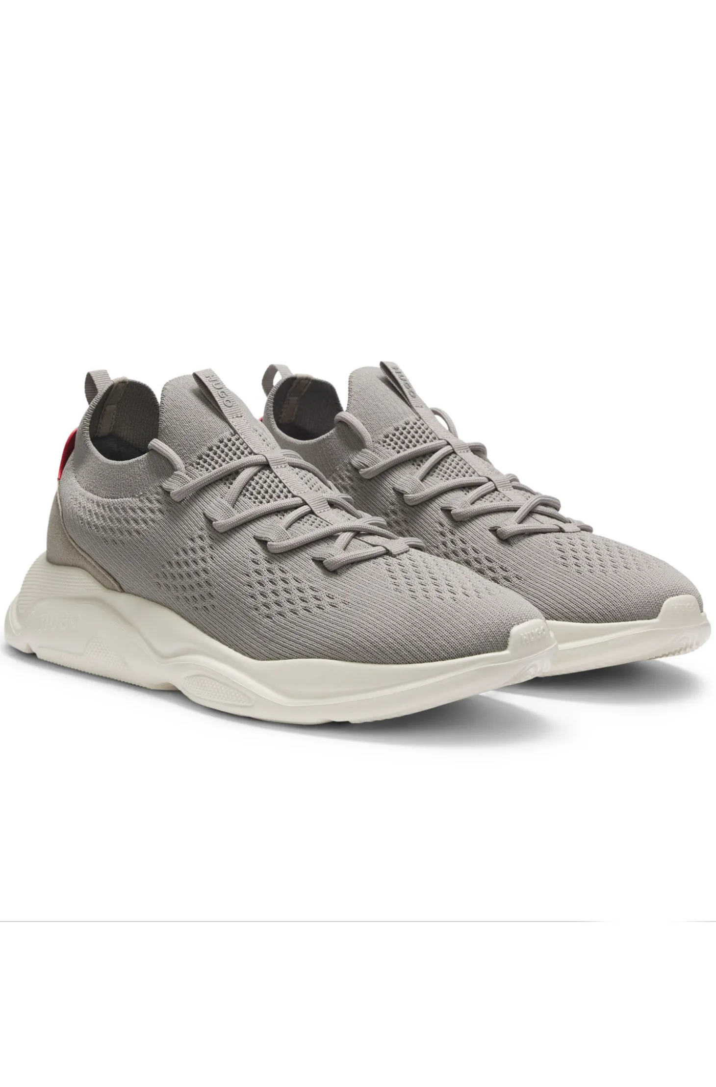 Knitted trainers with logo-embossed EVA sole