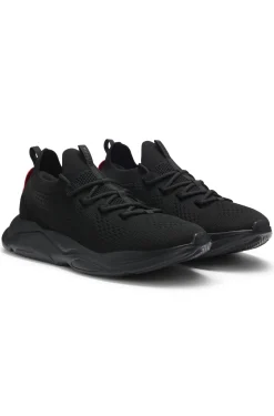 Knitted trainers with logo-embossed EVA sole