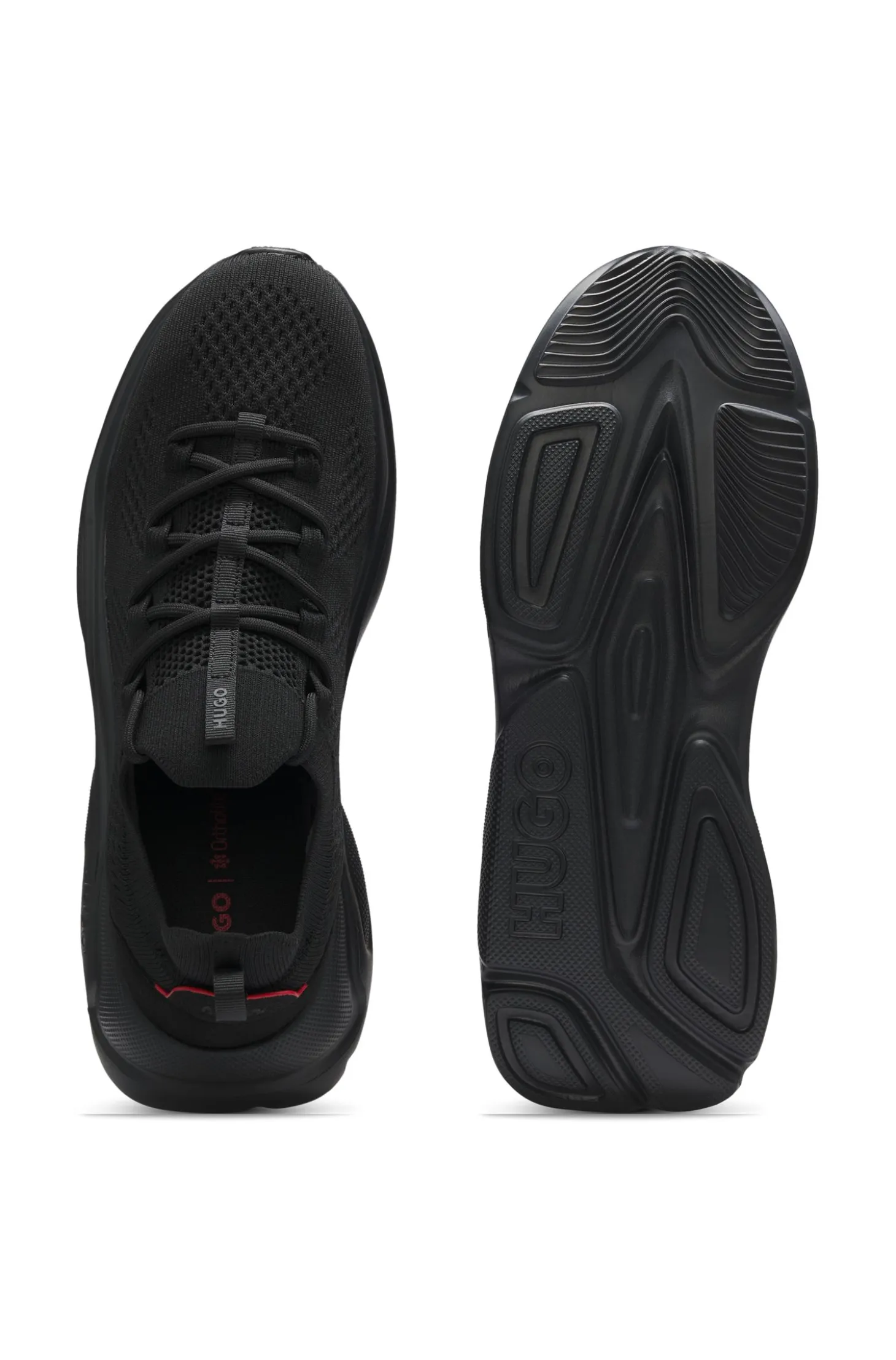 Knitted trainers with logo-embossed EVA sole