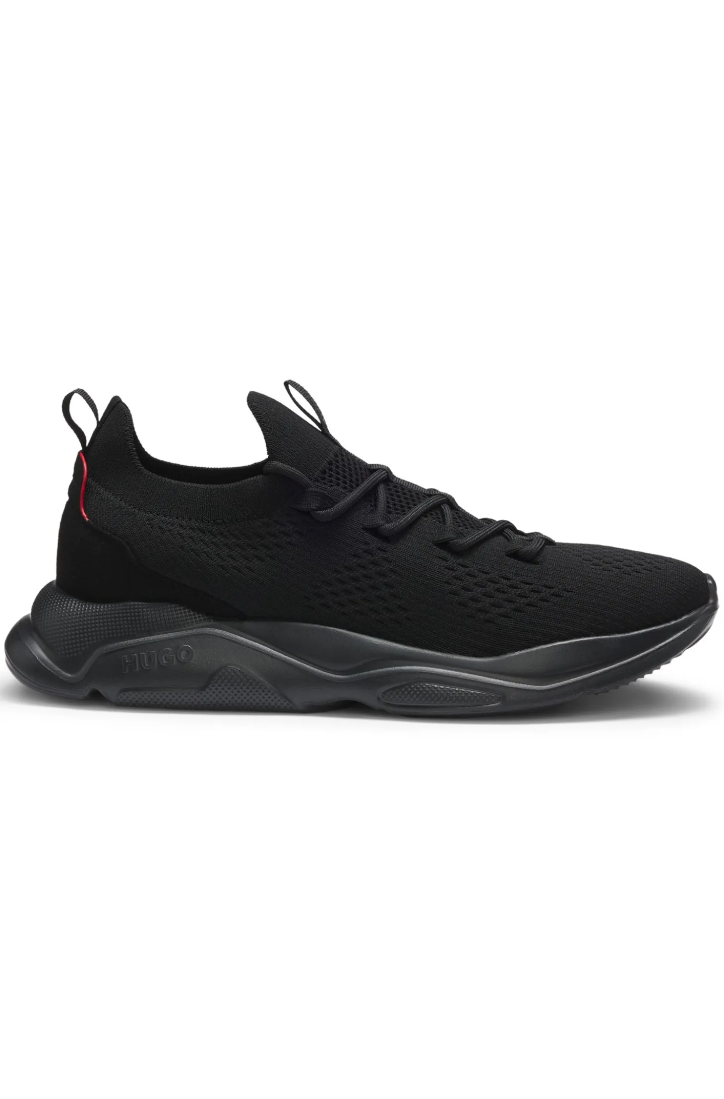 Knitted trainers with logo-embossed EVA sole
