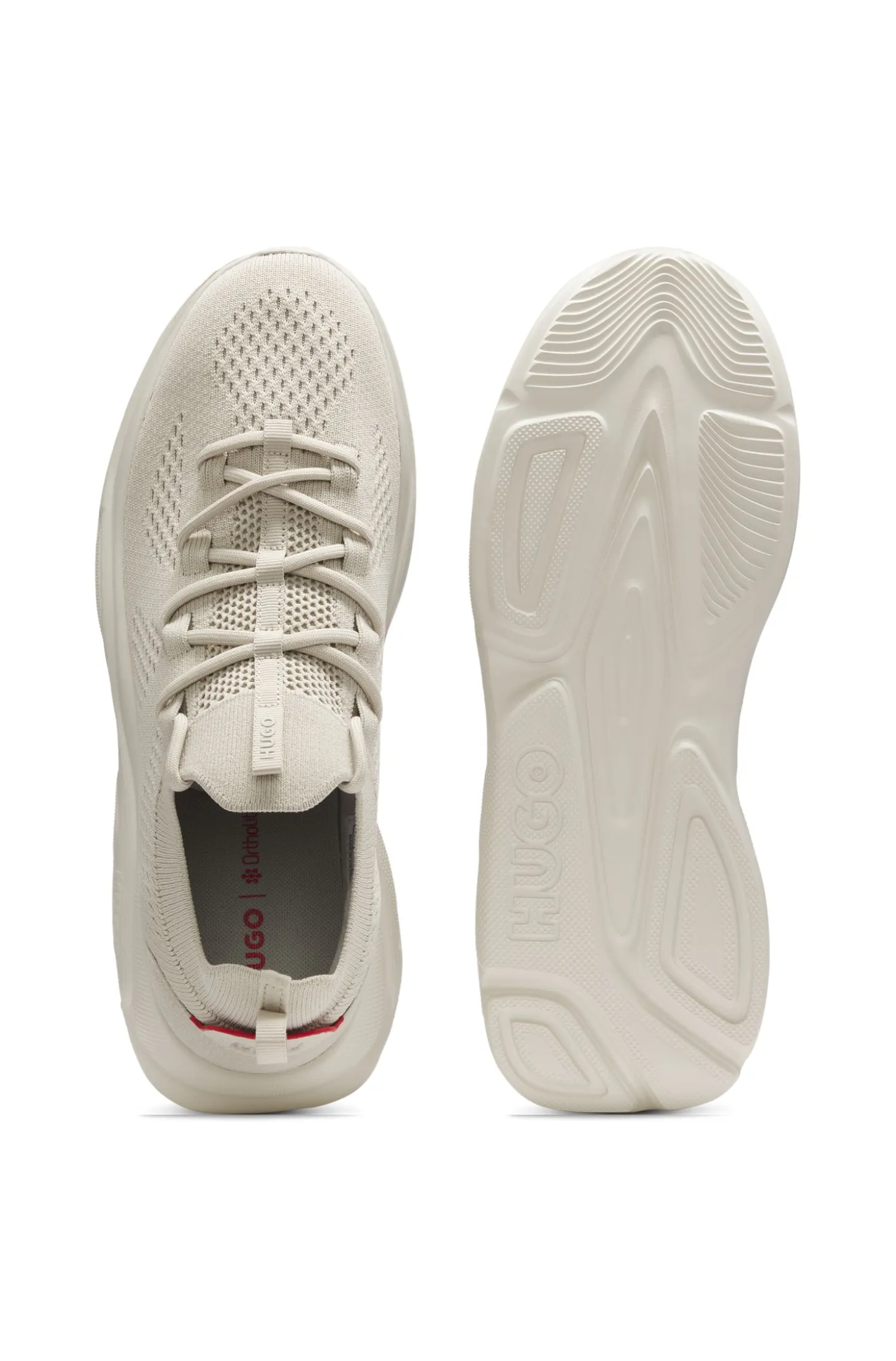 Knitted trainers with logo-embossed EVA sole