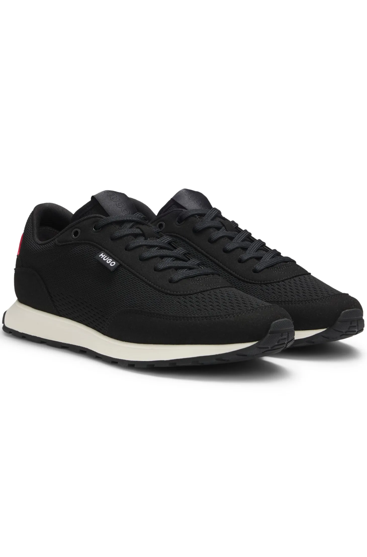 Knitted-upper trainers with logo flag