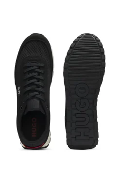 Knitted-upper trainers with logo flag
