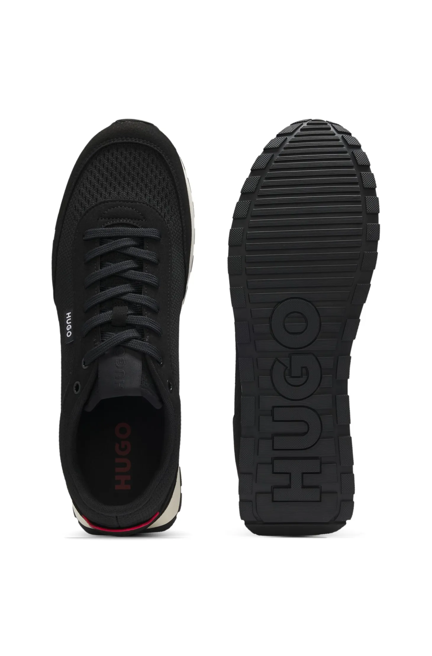 Knitted-upper trainers with logo flag