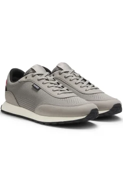 Knitted-upper trainers with logo flag