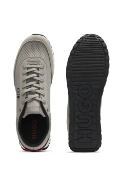 Knitted-upper trainers with logo flag