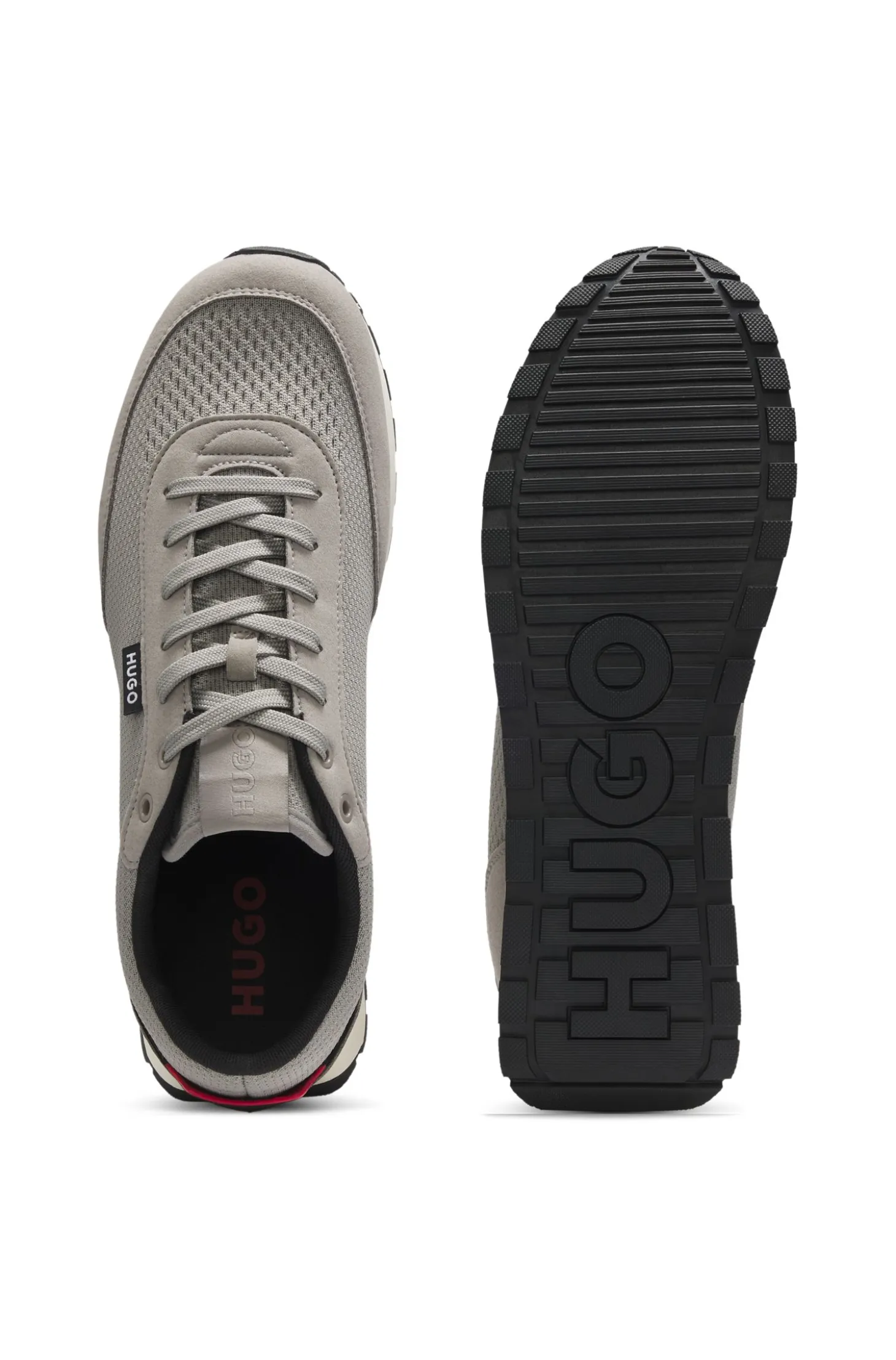 Knitted-upper trainers with logo flag