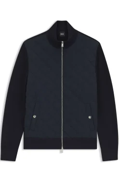 Knitted-wool jacket with quilted front