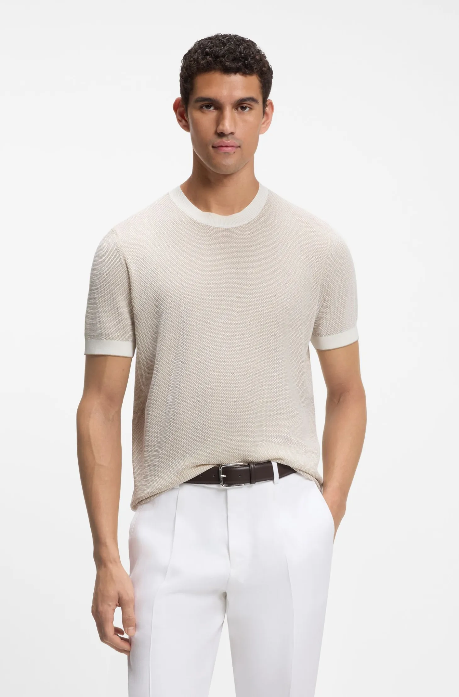 Knit T-shirt in silk and cotton