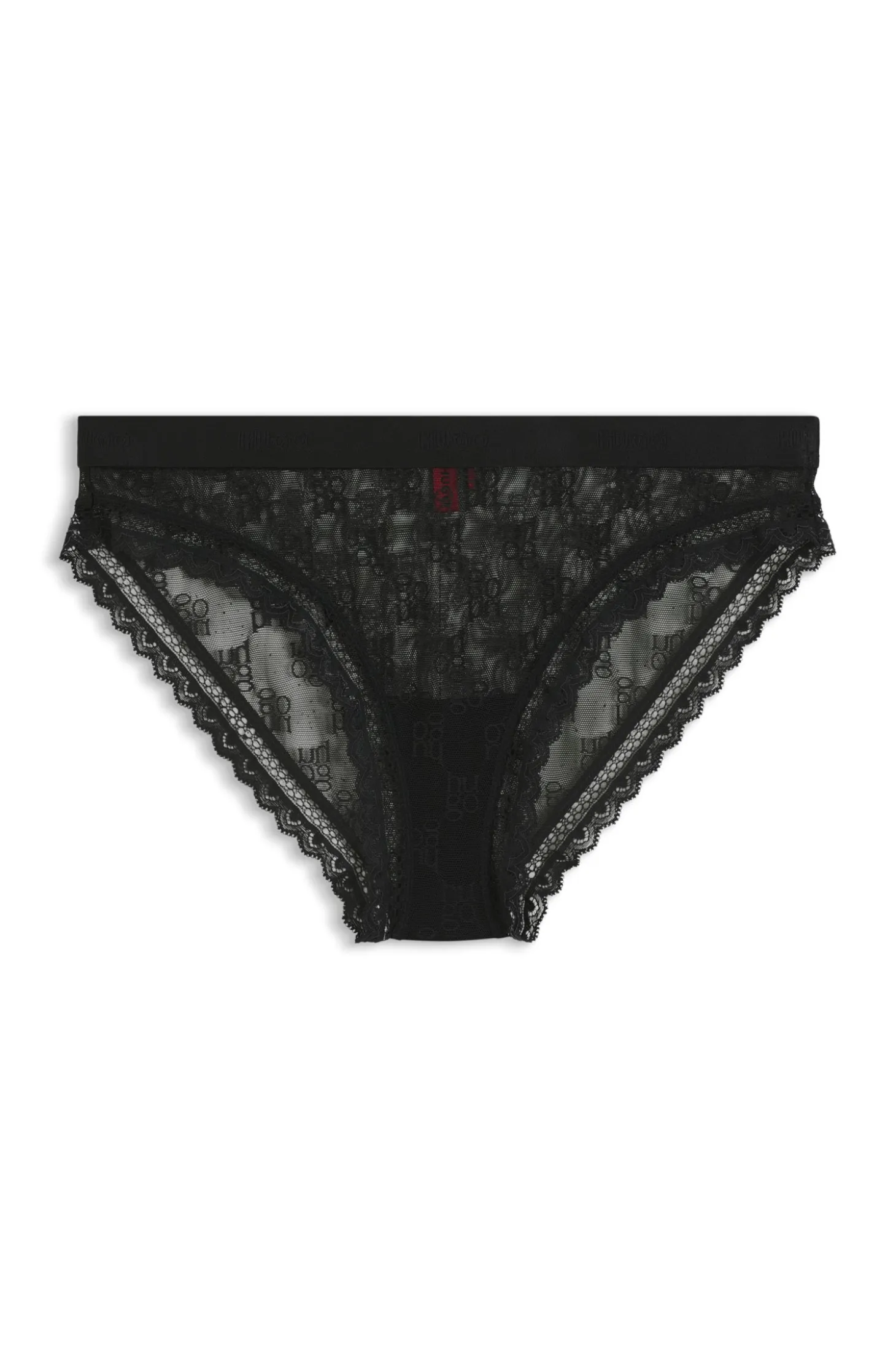 Lace briefs with branded waistband
