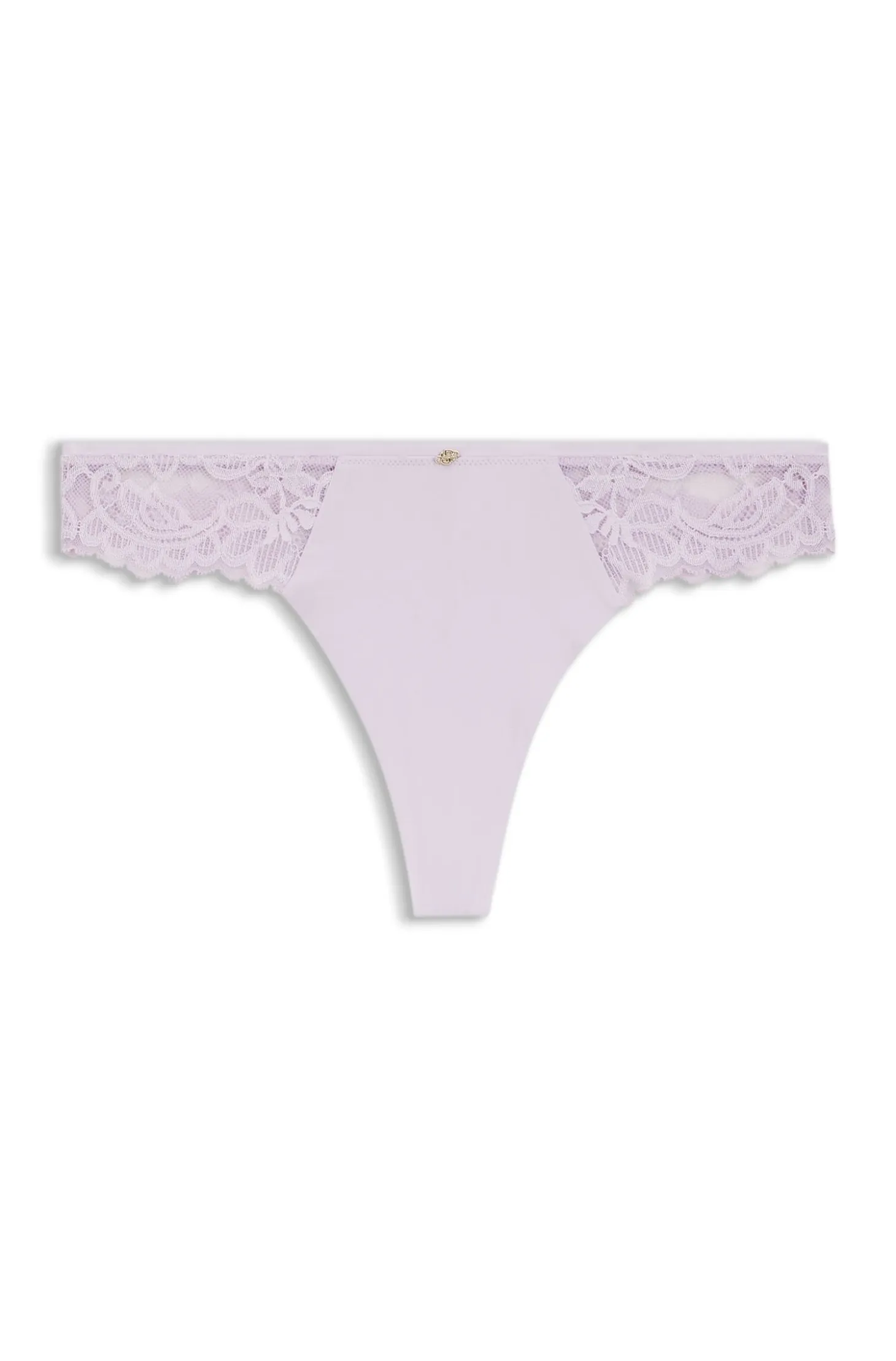 Lace briefs with mesh pleating and gold charm