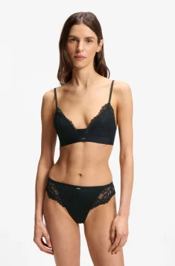 Lace briefs with mesh pleating details