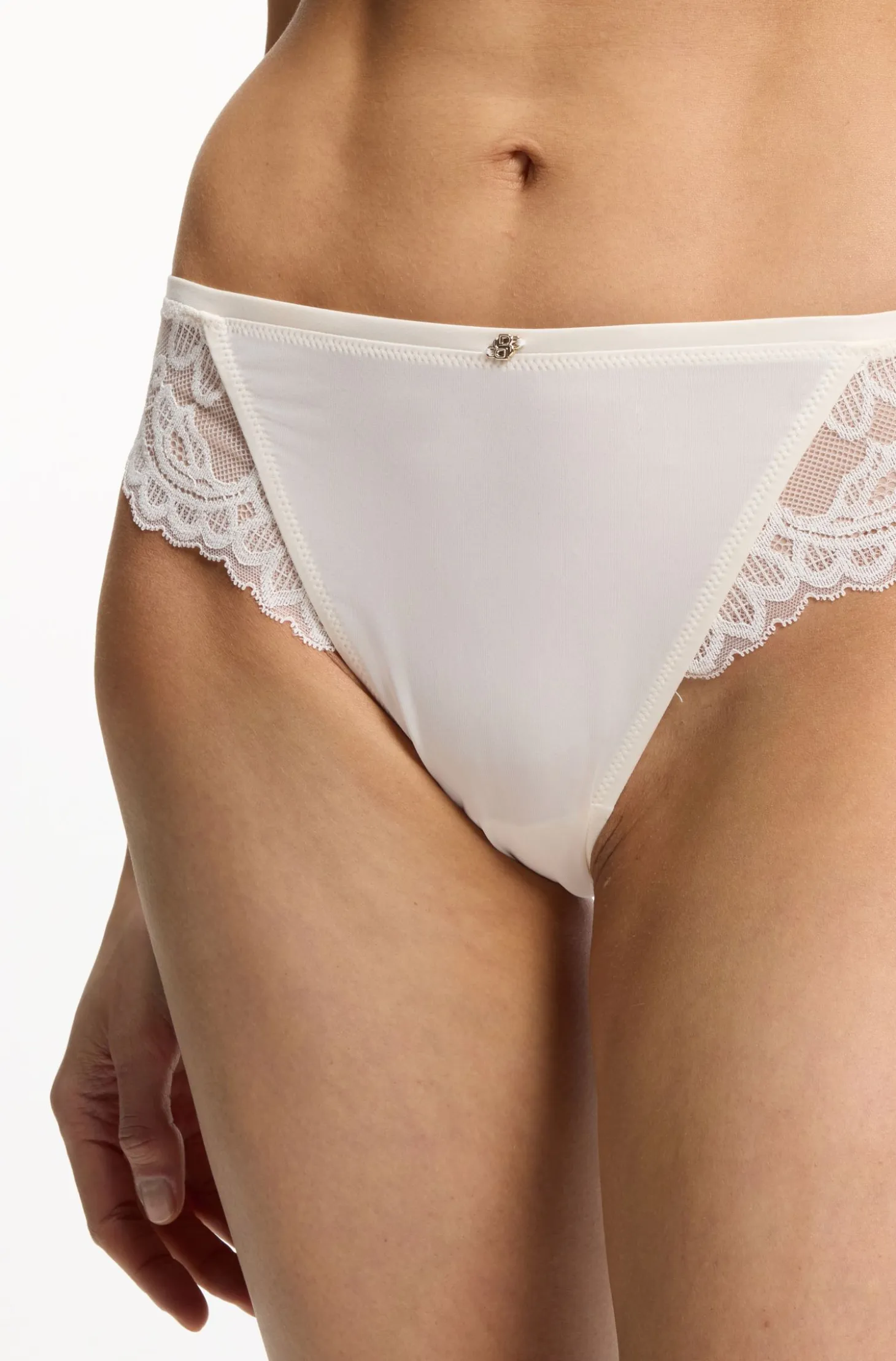 Lace briefs with mesh pleating details