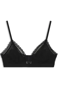 Lace triangle bra with logo waistband