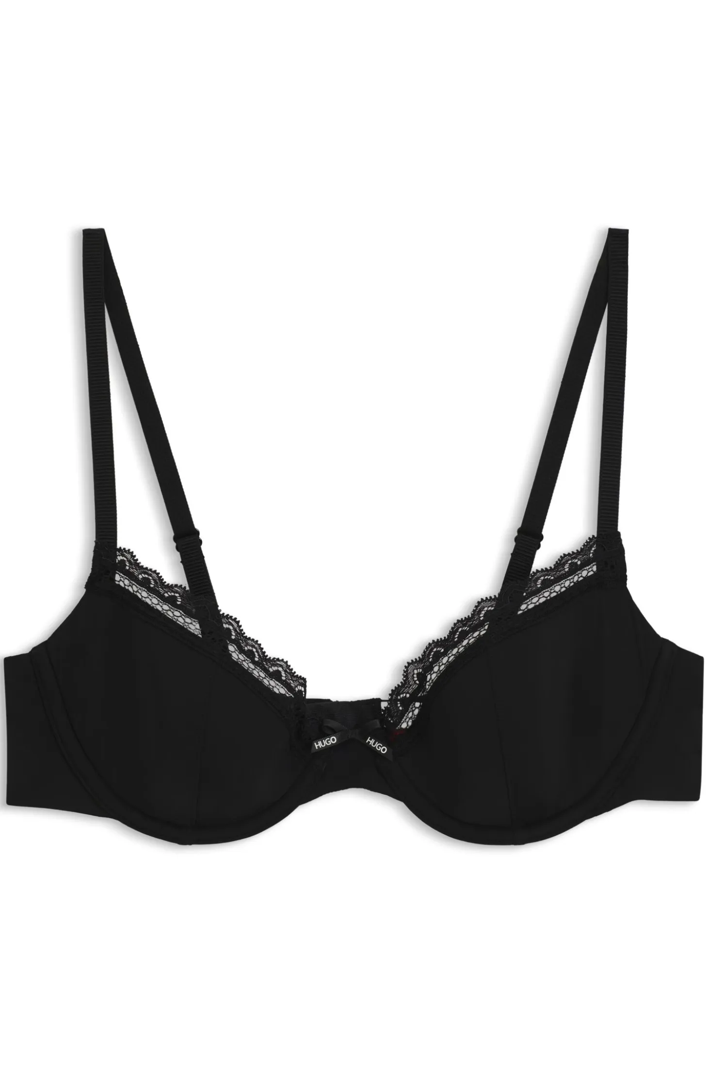 Lace-trim bra in stretch microfibre