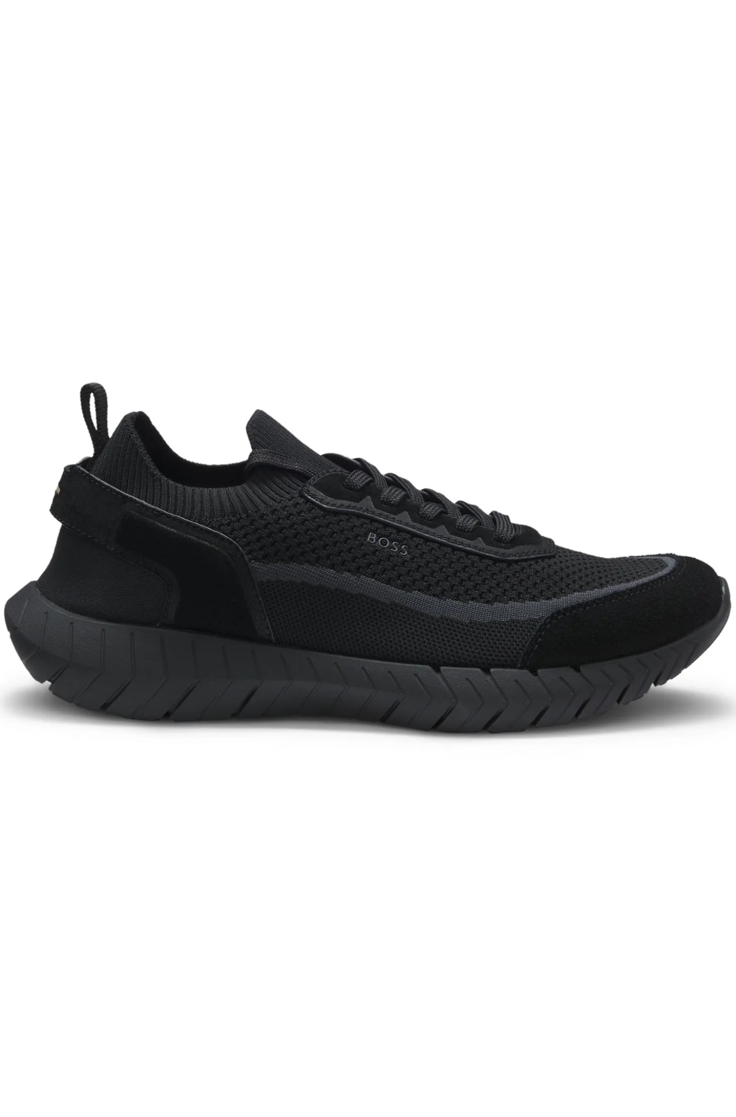 Lace-up suede trainers with a knit sock