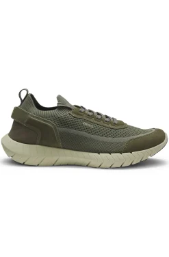Lace-up suede trainers with a knit sock