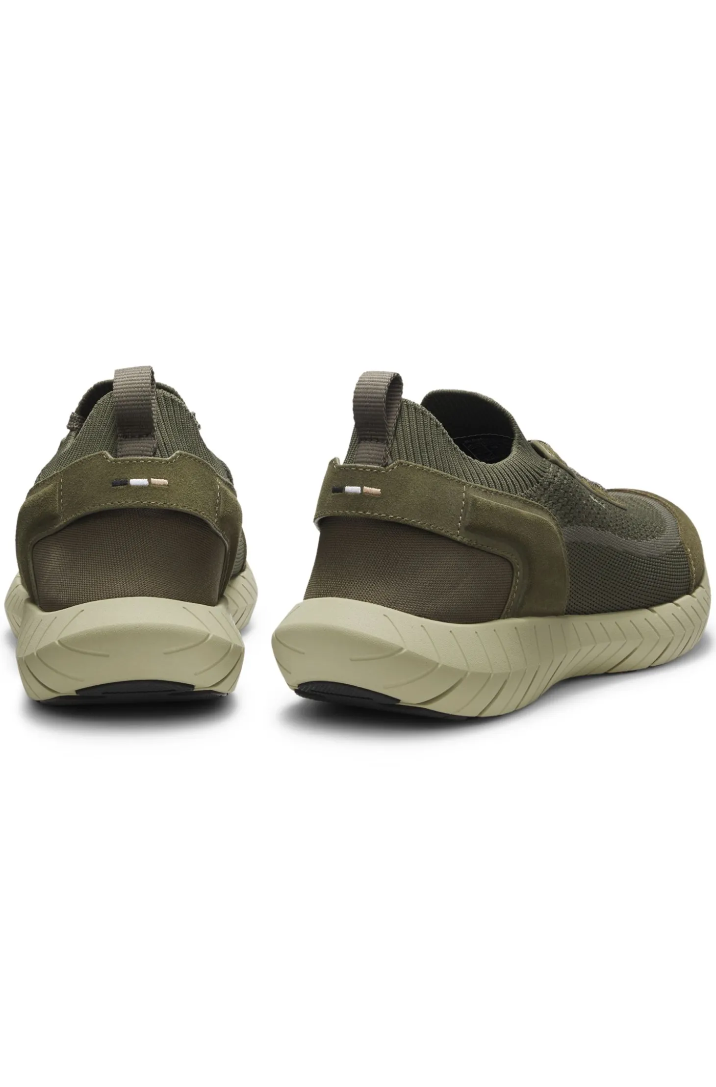 Lace-up suede trainers with a knit sock