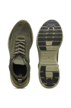 Lace-up suede trainers with a knit sock