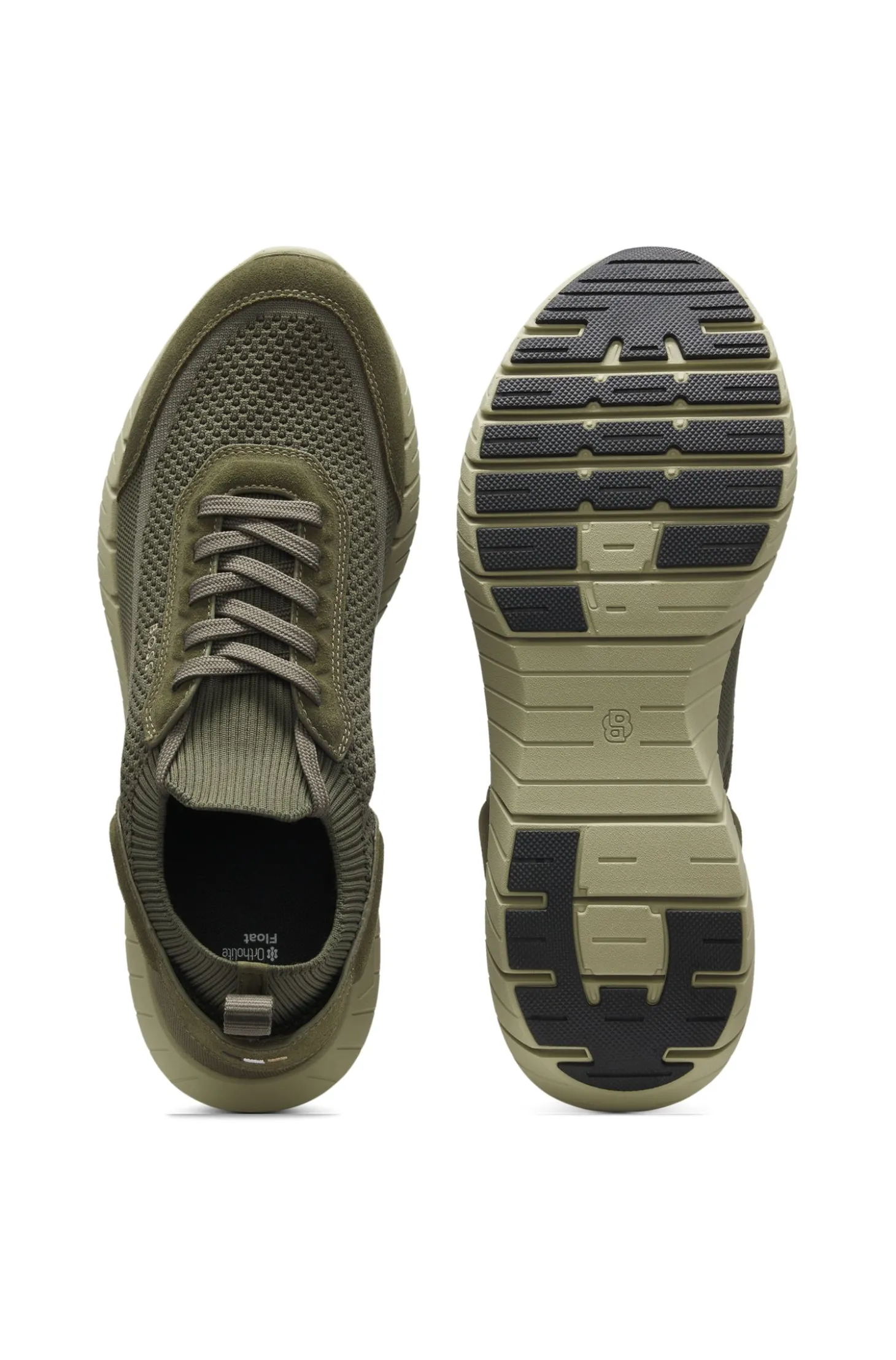Lace-up suede trainers with a knit sock