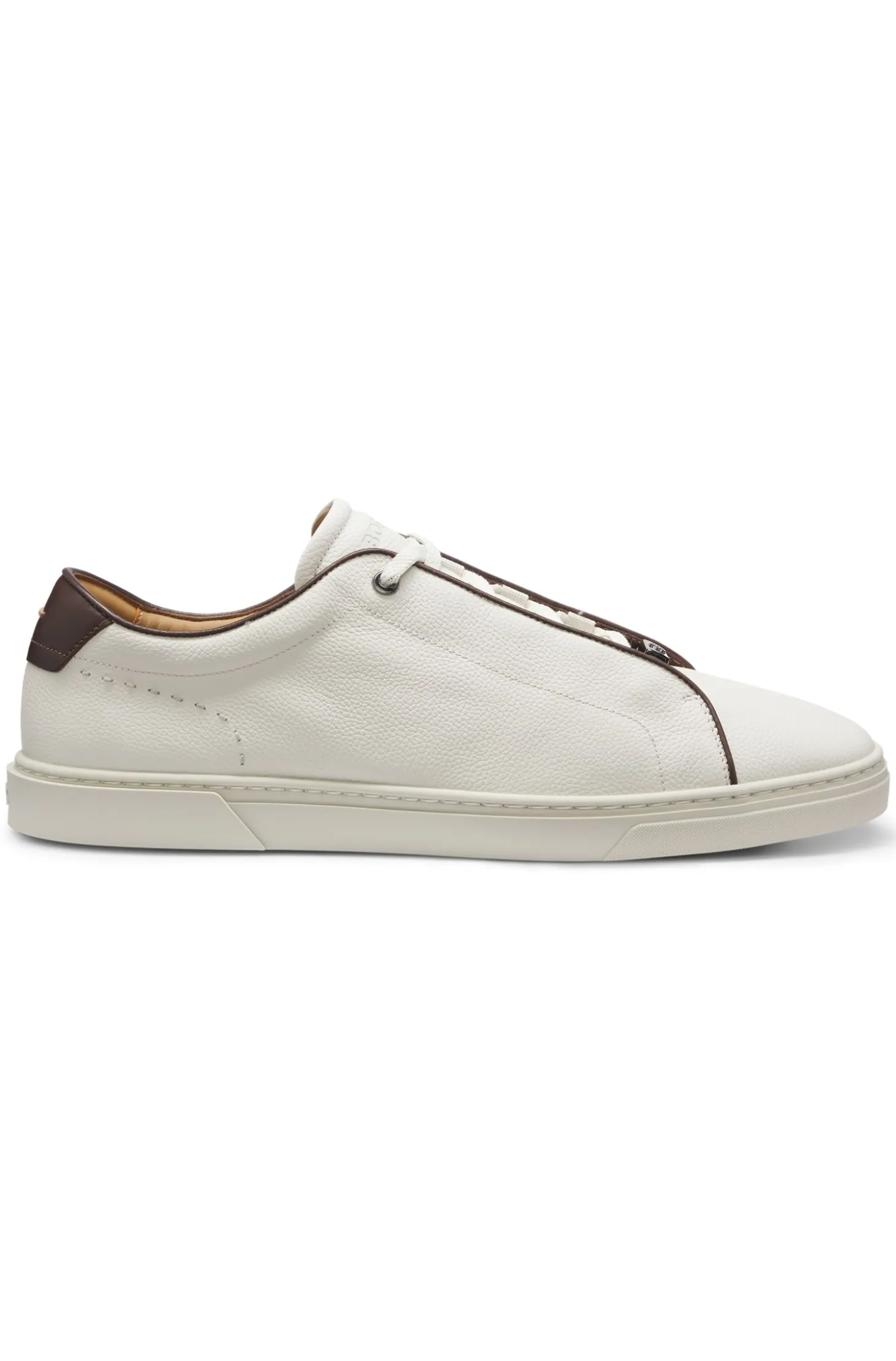 Lace-up trainers in grainy Italian leather