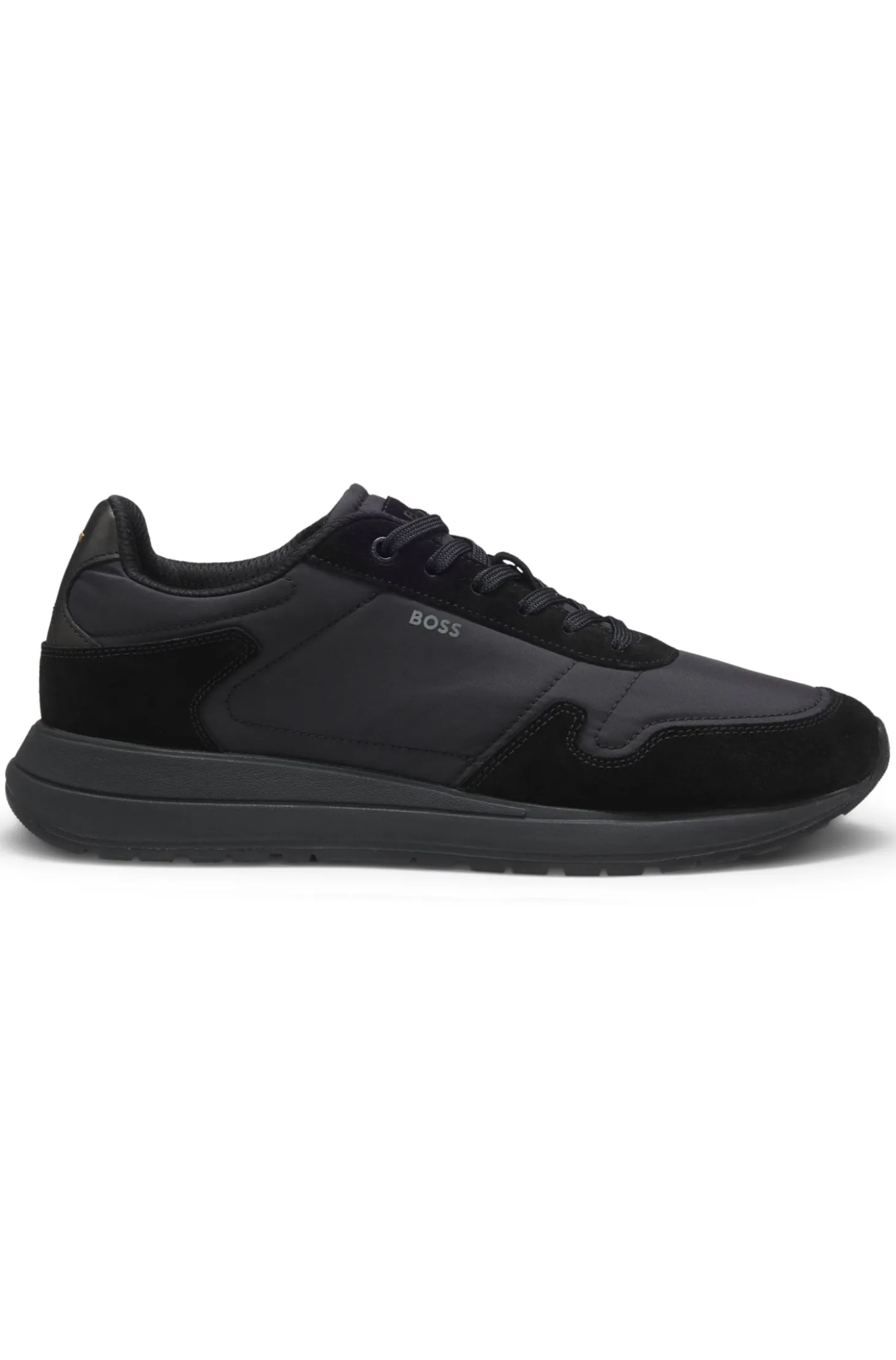 Lace-up trainers in lightweight fabric with suede trims
