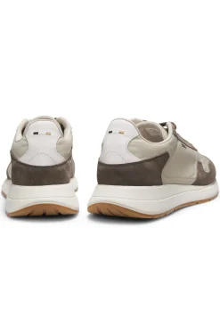 Lace-up trainers in lightweight fabric with suede trims