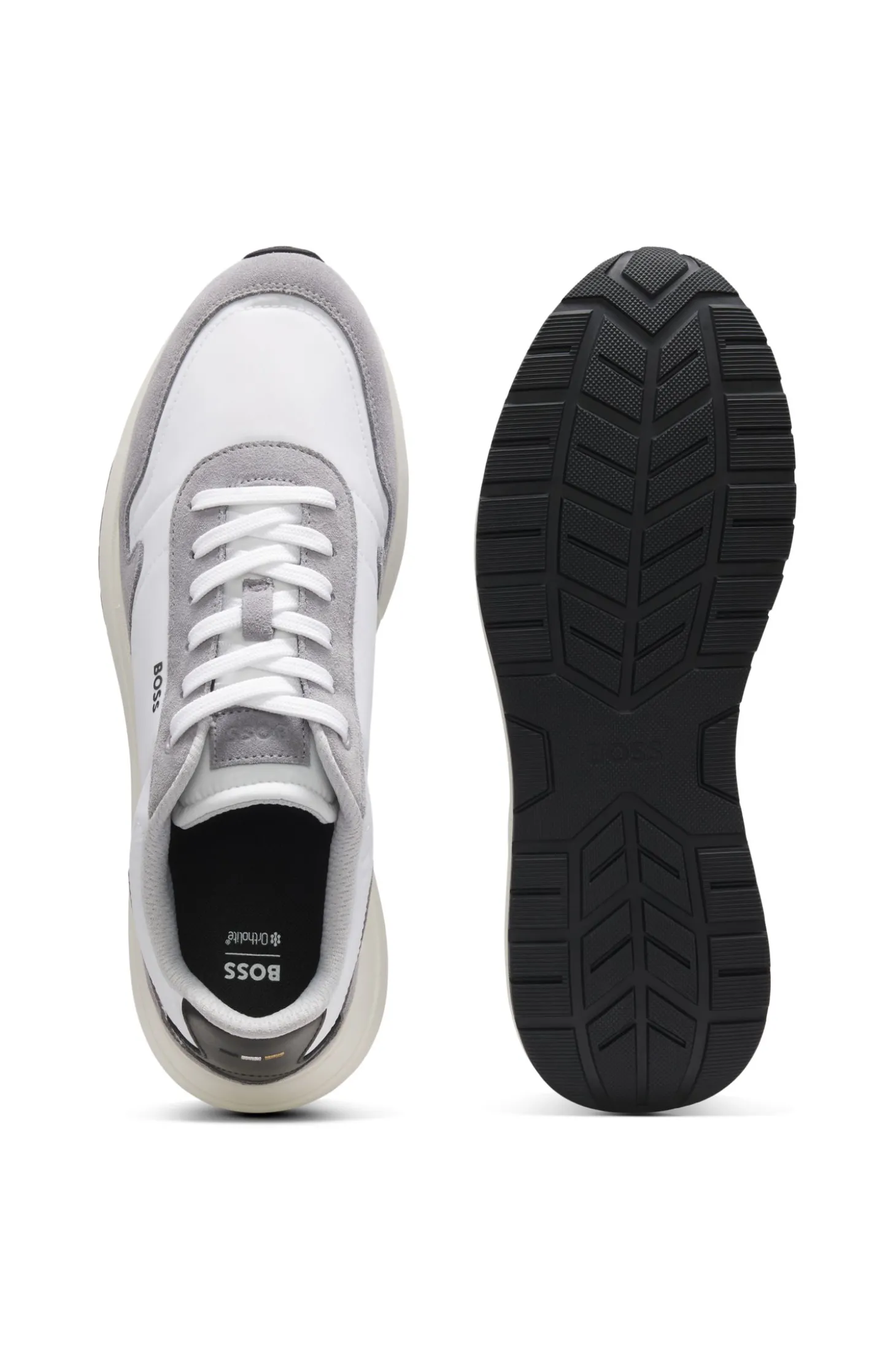 Lace-up trainers in lightweight fabric with suede trims