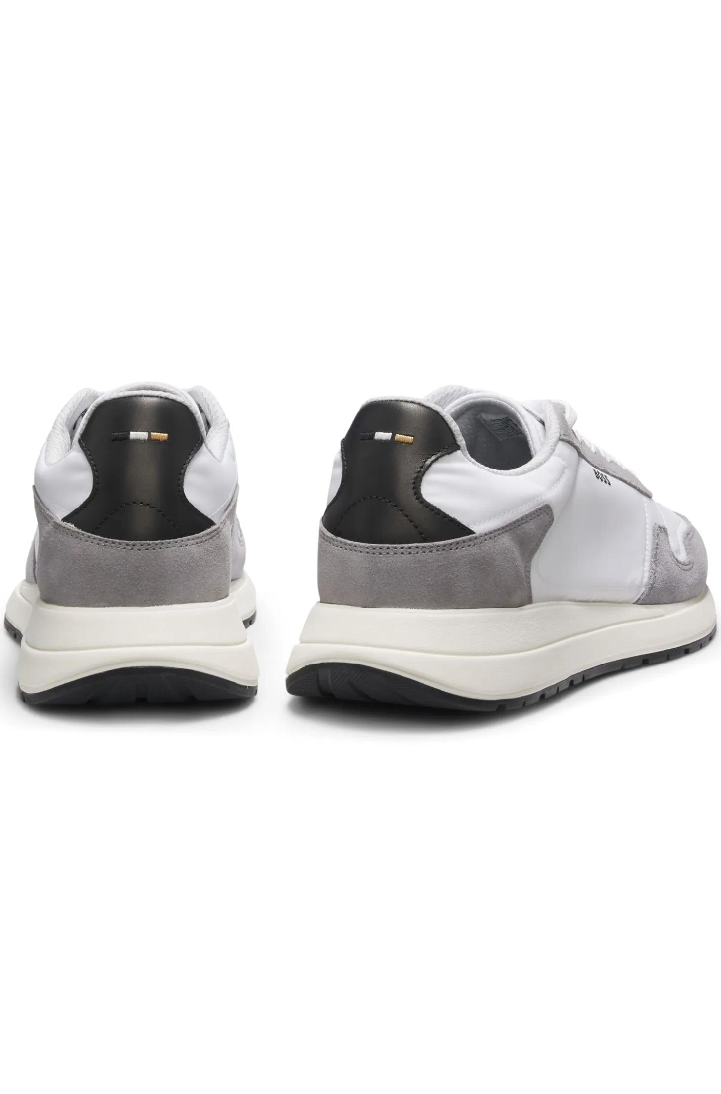 Lace-up trainers in lightweight fabric with suede trims