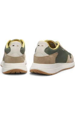 Lace-up trainers in lightweight fabric with suede trims
