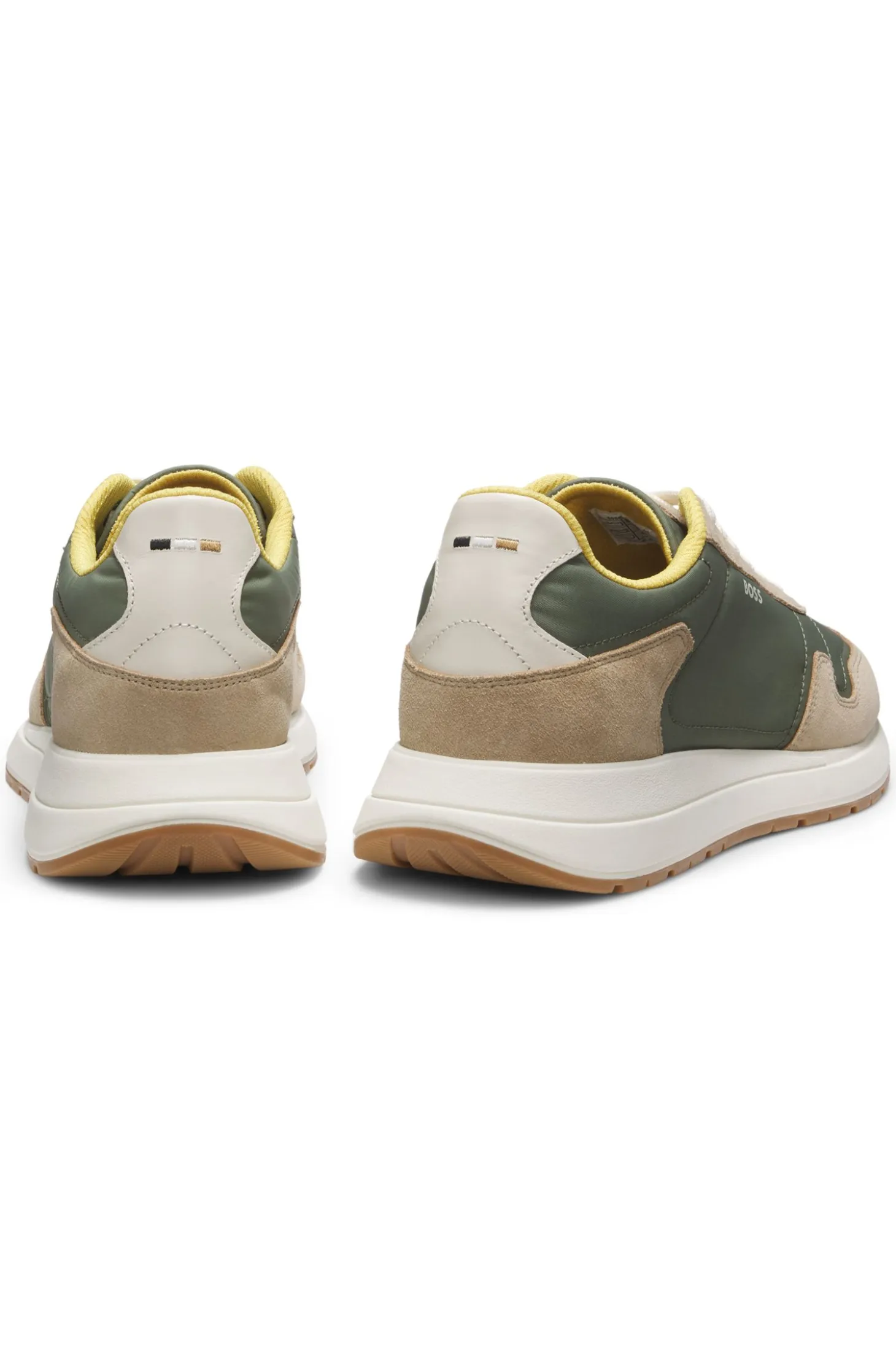 Lace-up trainers in lightweight fabric with suede trims