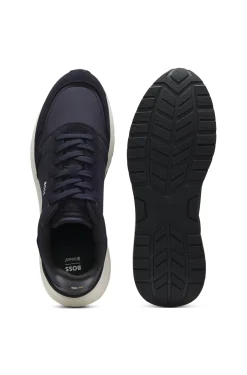 Lace-up trainers in lightweight fabric with suede trims