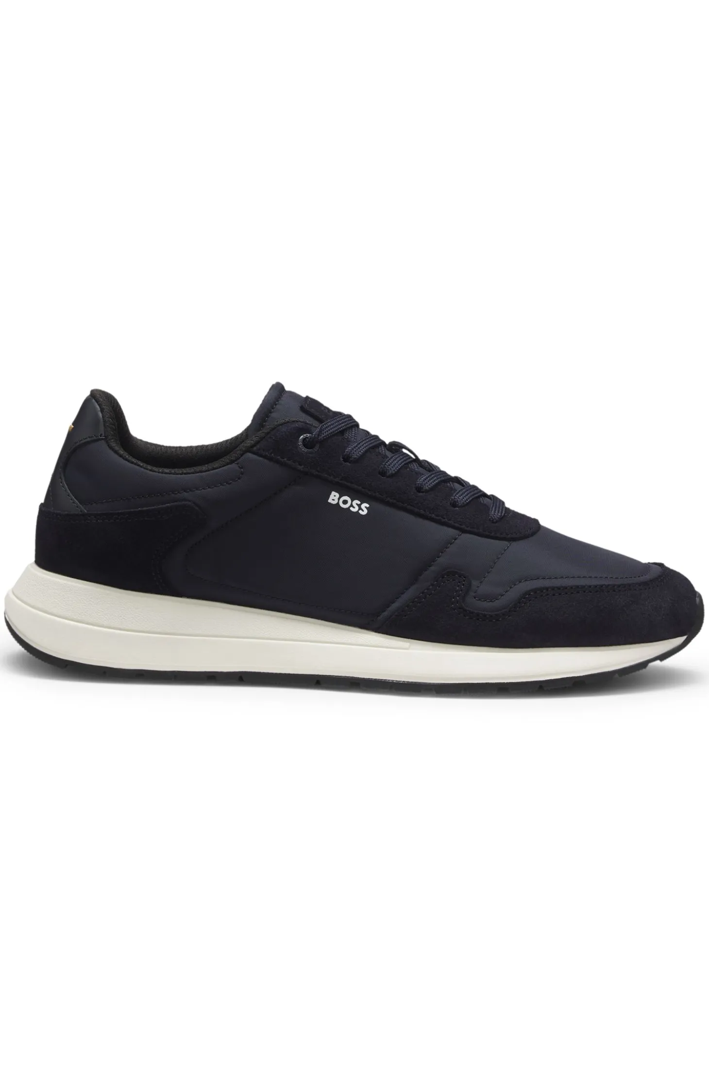 Lace-up trainers in lightweight fabric with suede trims