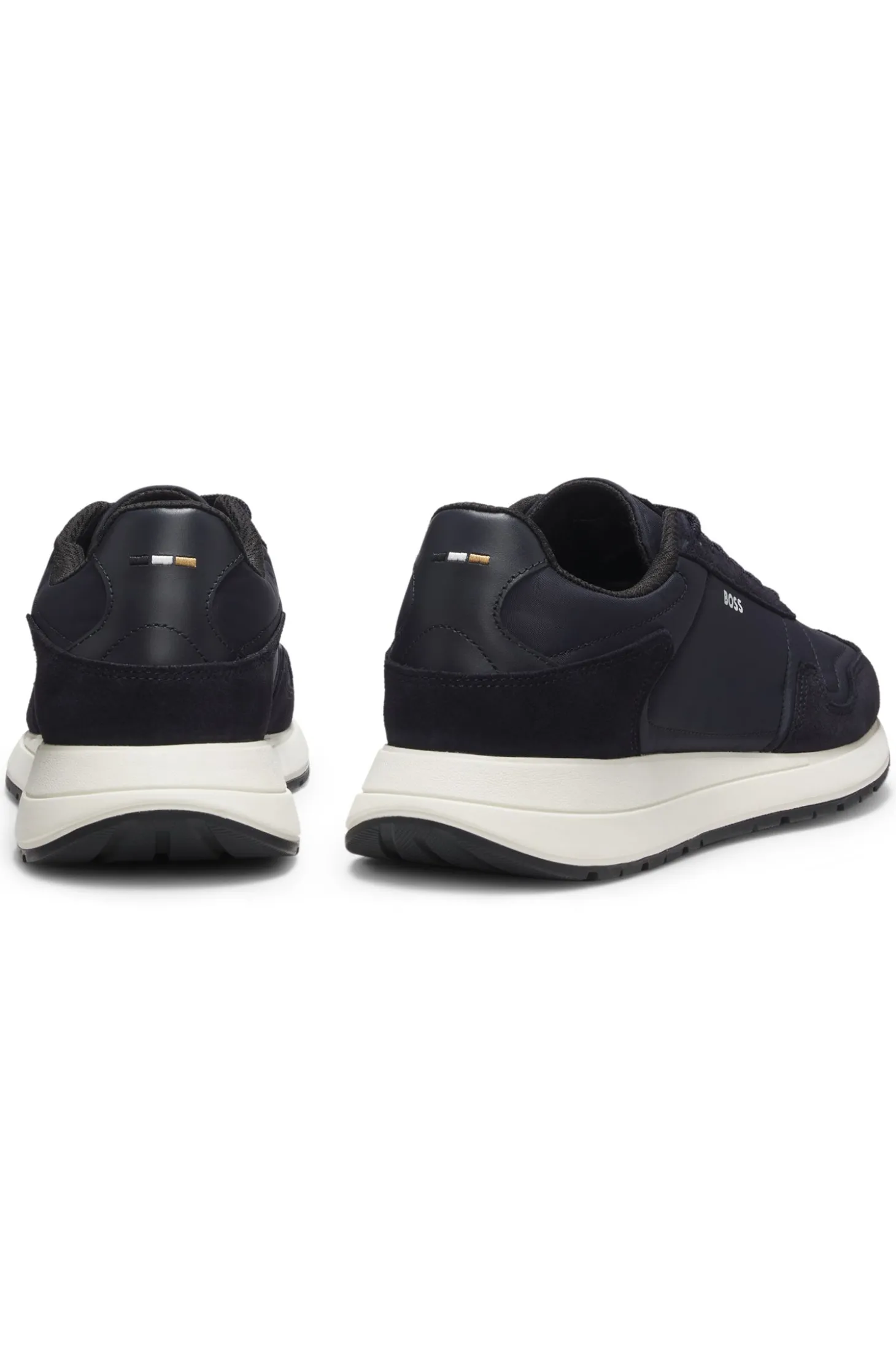 Lace-up trainers in lightweight fabric with suede trims