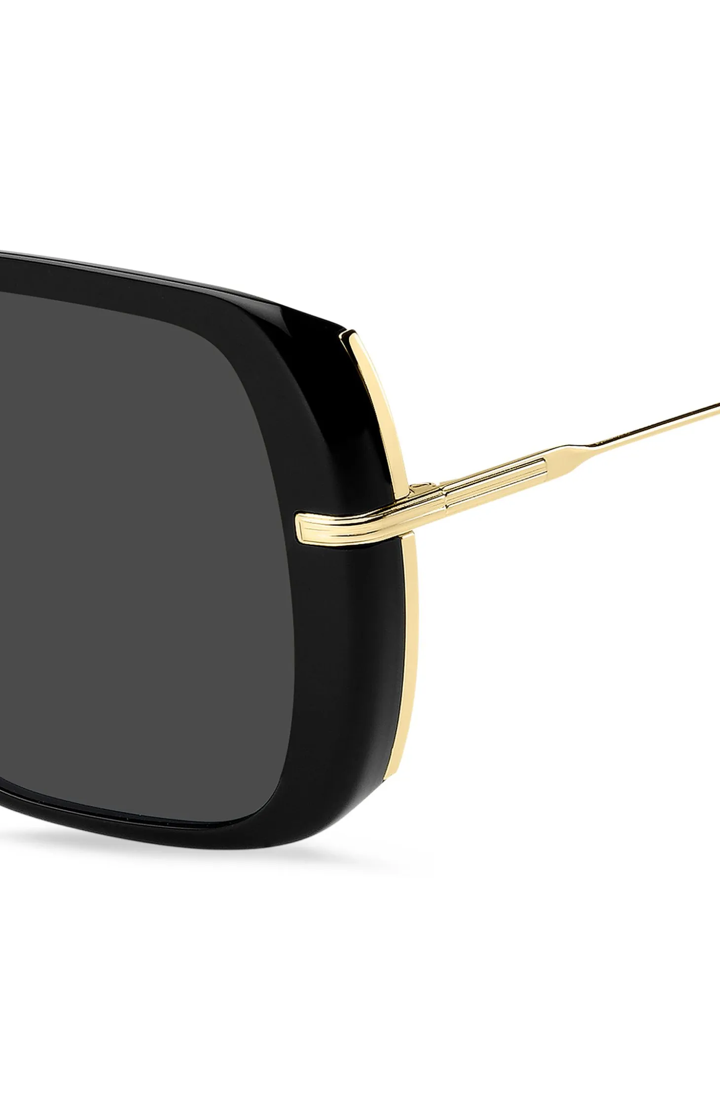 Layered black-acetate sunglasses with gold-tone temples