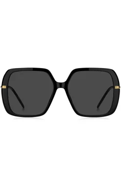 Layered black-acetate sunglasses with gold-tone temples