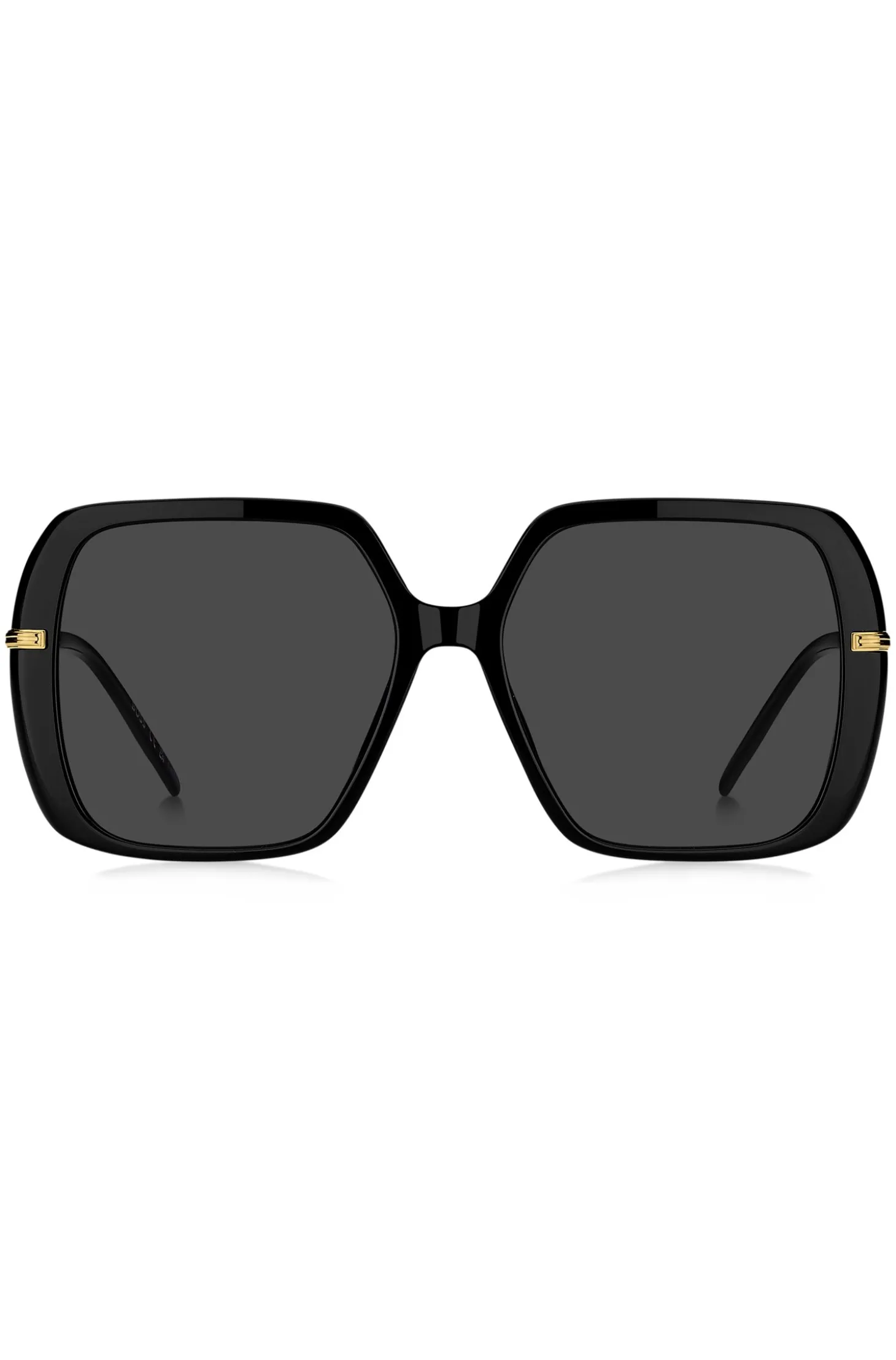 Layered black-acetate sunglasses with gold-tone temples