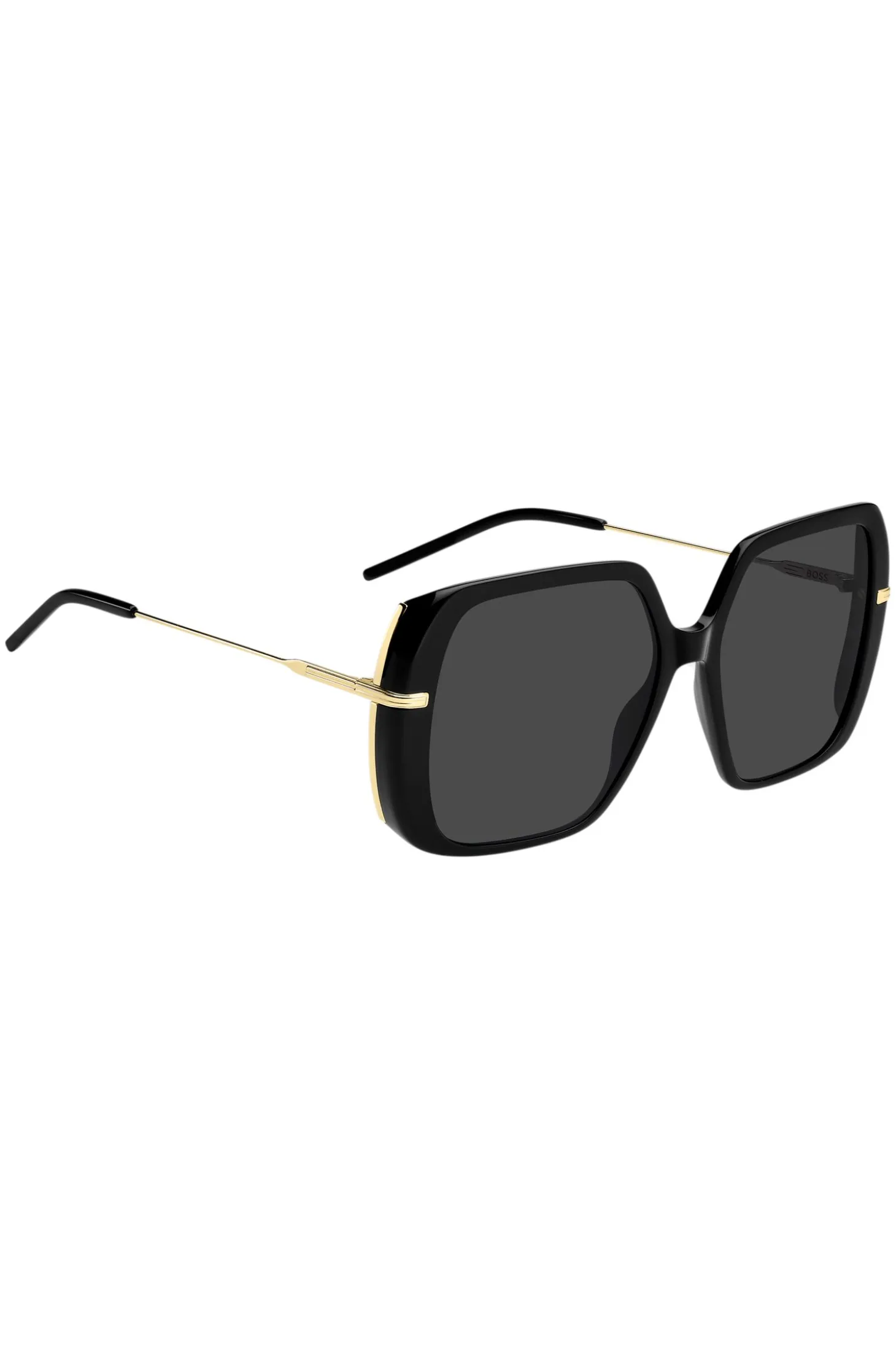 Layered black-acetate sunglasses with gold-tone temples