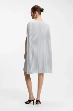 Layered plissé dress with cape