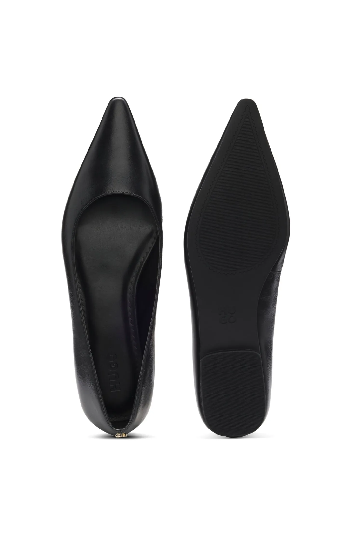 Leather ballerina pumps with pointed toe