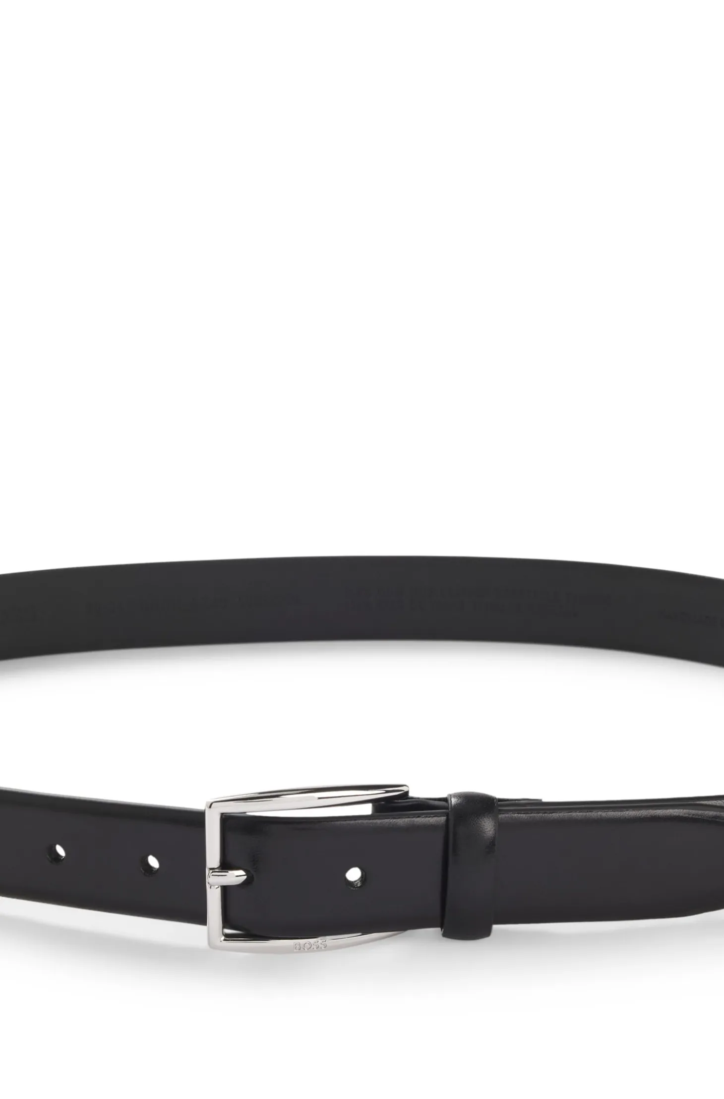 Leather belt with silver-tone pin buckle